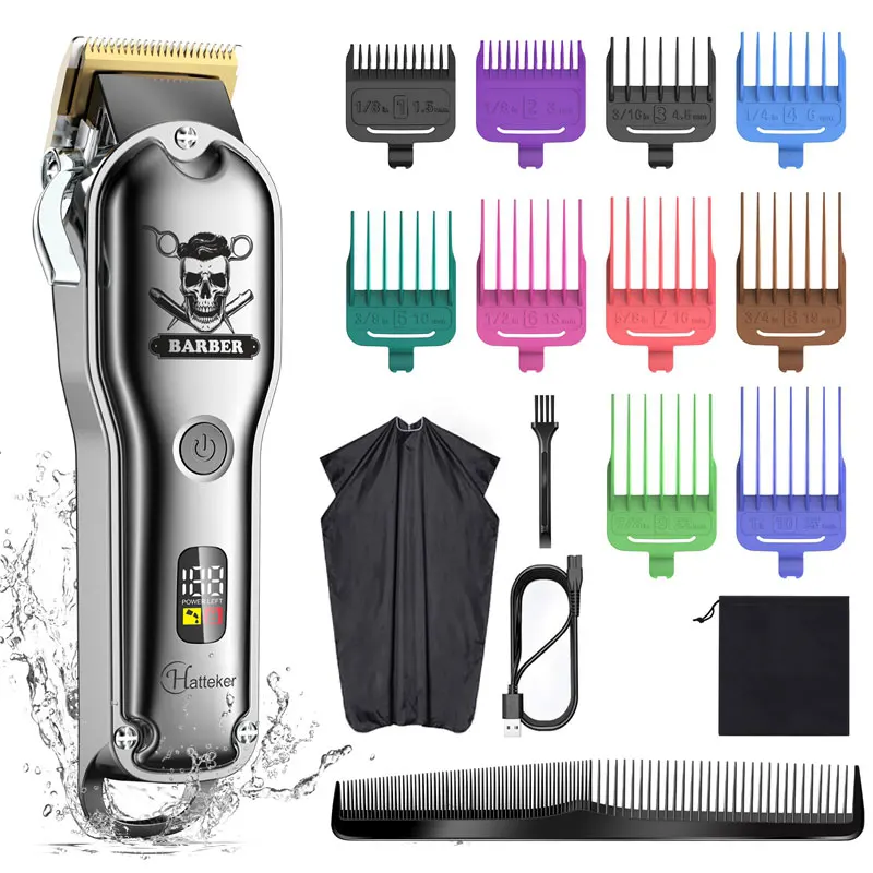 HATTEKER Hair Cutting Machine Professional Hair Clipper Beard Trimmer Barber USB Rechargeable Electric Cordless Trimmer for Men