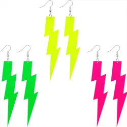 1/4 Pairs 80s 90s Neon Earrings for Women Retro Candy Color Pendant Acrylic Drop Dangle for 80's Outfit Glow Party Accessories