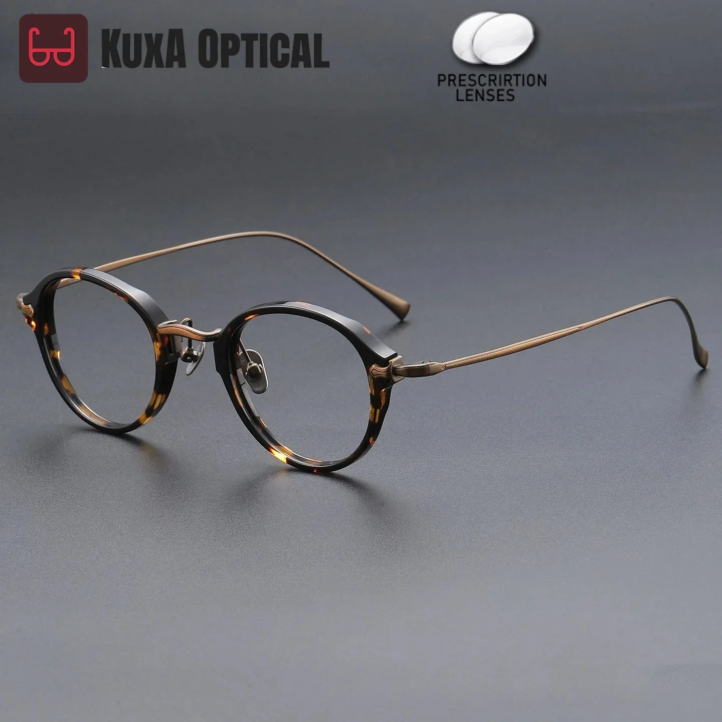 KUXA جديد خمر خلات إطار نظارات من التيتانيوم مع العدسات الطبية قصر النظر القراءة النظارات التقدمية الأشعة فوق البنفسجية المضادة للانعكاس #3