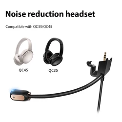 Gaming Headset Microphone Mic 3.5mm Plug Replacement Game Mic Noise Cancelling Cable Boom Microphone for Bose QC35/QC45