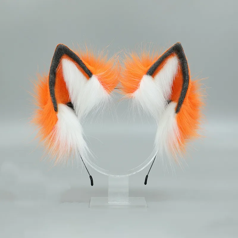 New Golden Fox Anime Beast Ear Wolf Ears Headband Realistic Furry Fluffy Animal Hair Hoop Lolita Masquerade Cosplay LOL Fox Ear