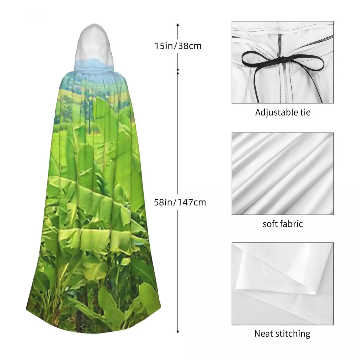 Banana Plantation In Australia Long Hooded Cloak Witch Medieval Costume Cosplay Cape HalloweenVampire Adult Unisex
