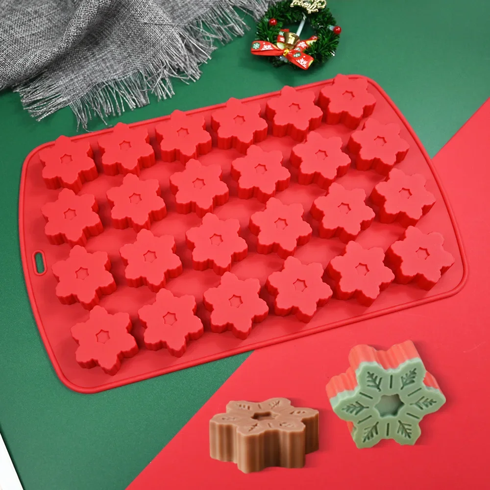 

Christmas snowman baking tray silica gel mold gingerbread man Snowflake Chocolate Grinder Candy Biscuit baking tools