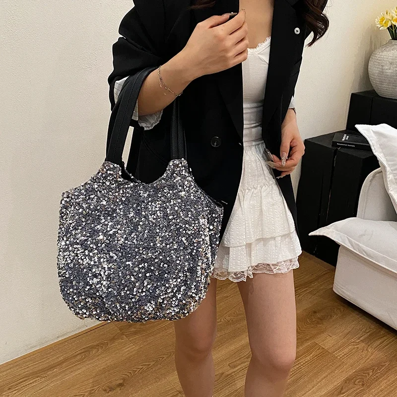 عالية السعة المرأة حقيبة موضة مطرزة تحت الإبط الفاخرة لامعة حقيبة كتف تنوعا حقيبة يد للسيدات حقيبة صغيرة 2 مجموعة حقائب اليد