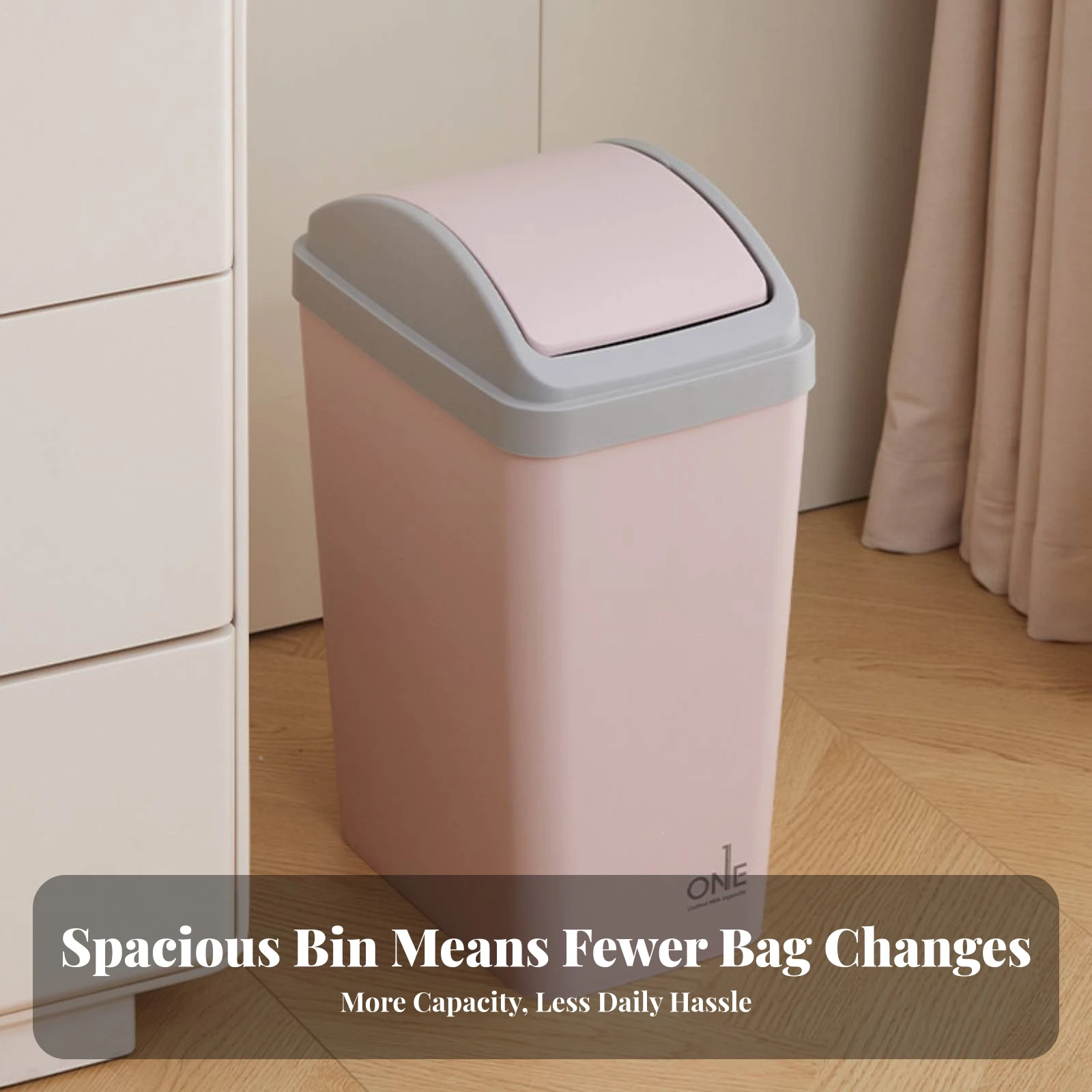 

Swing-Top Trash Can Rounded Edges Lidded Trash Can Wastebasket Easy to Clean for Bathroom