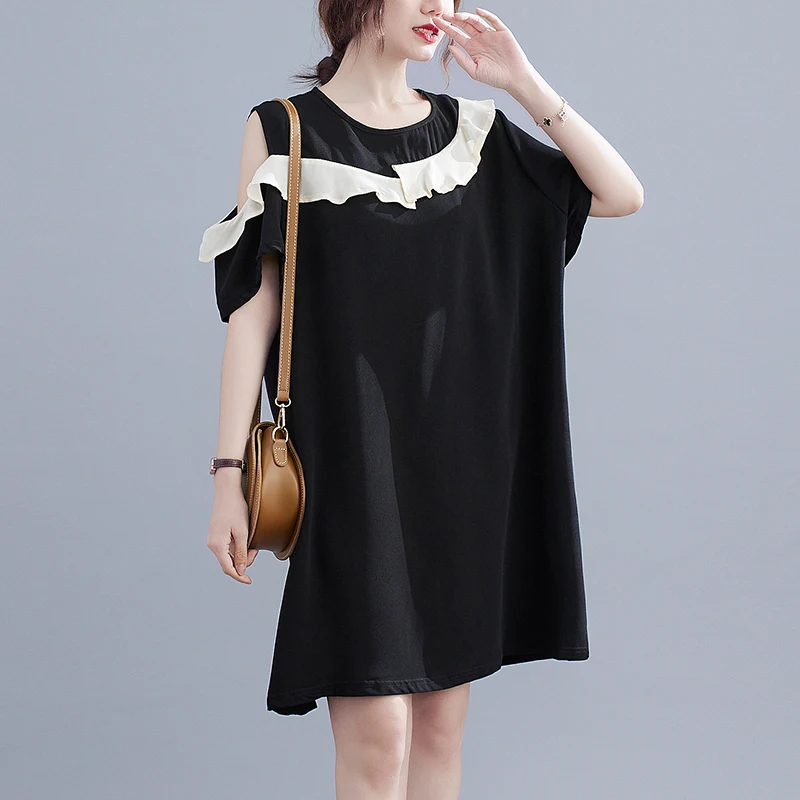 느슨한 끈이 없는 섹시한 여성 드레스, 캐주얼 여름 드레스, 플러스 사이즈, 새로운 패션 드레스.