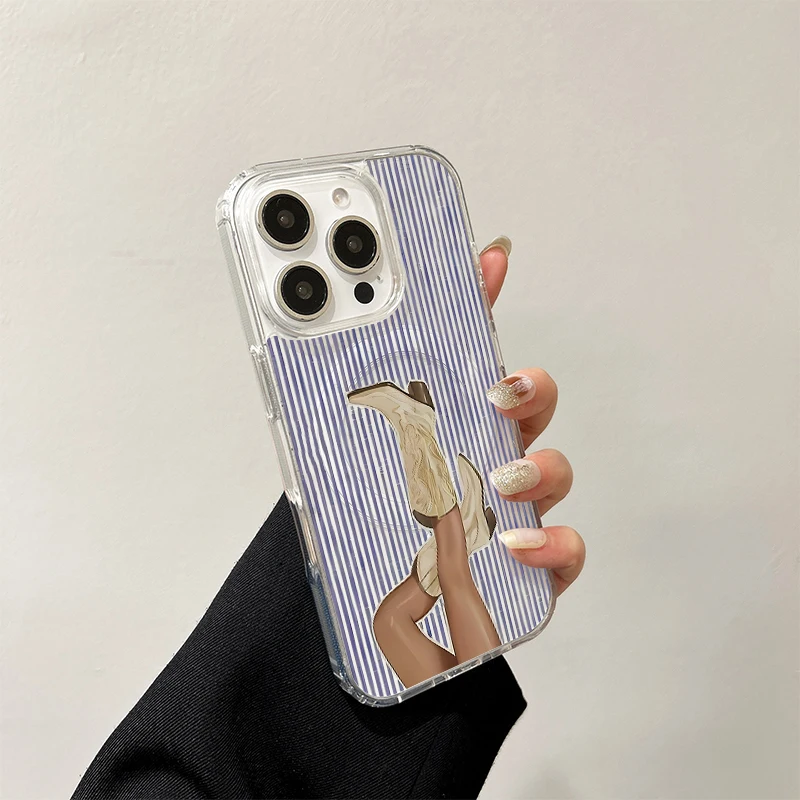 Cocktail Glass High Heels Magnetic Case for Samsung Galaxy S26 Ultra S25 Edge S24 Plus S23 FE A57 A56 A55 A54 A36 A35 A17 Cover
