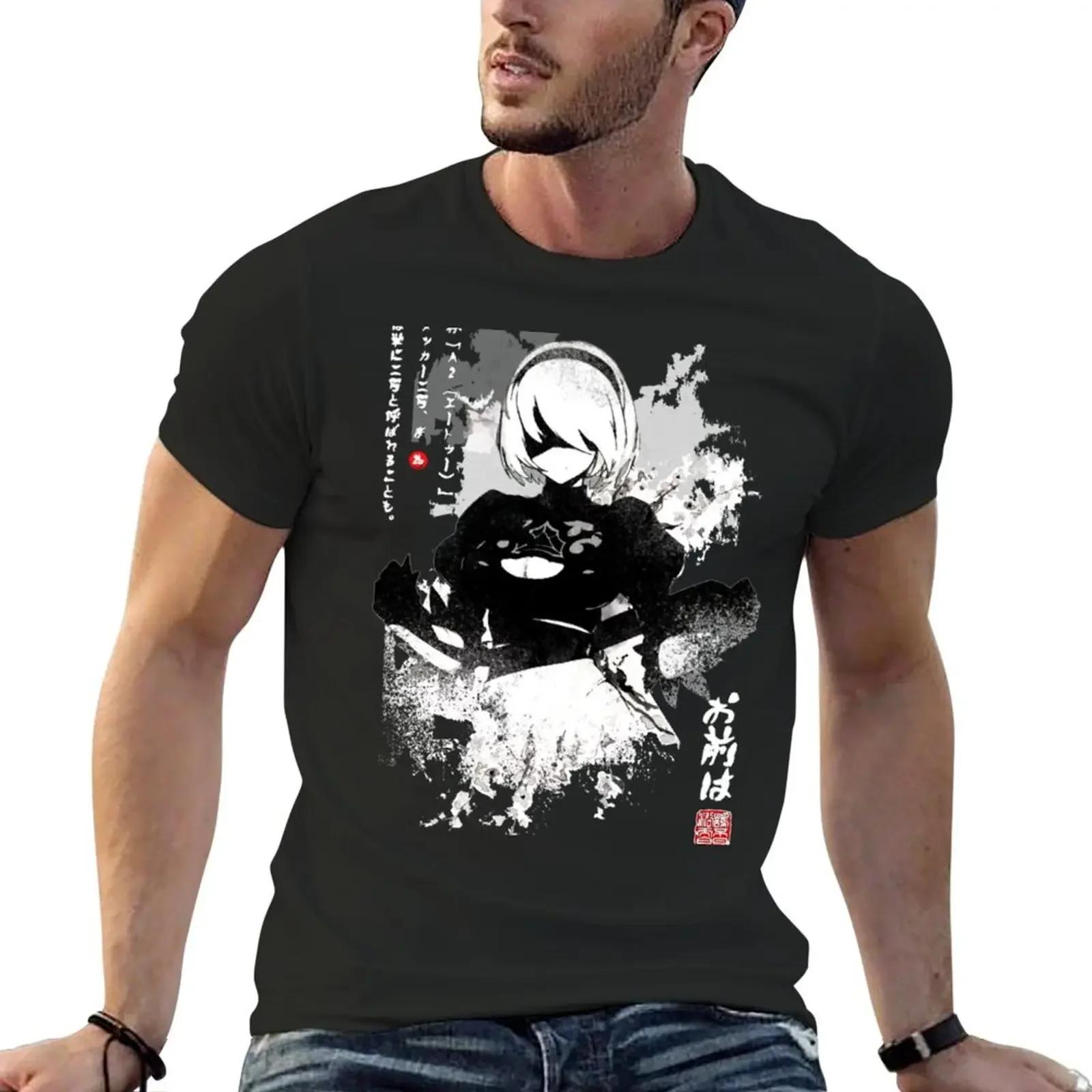 

NieR Automata 2B Japan Ink AO DEN Gift Halloween Day, Thanksgiving, Christmas Day T-Shirt customizeds mens shirts graphic tee