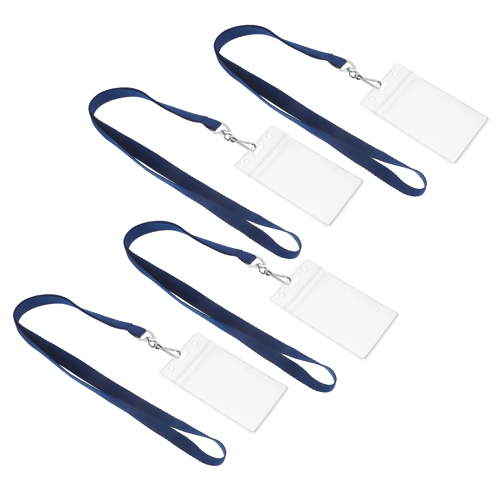 

4pcs Universal Lanyards Clear Card Sleeves Protective ID Badge Holder Small Navy Size Waterproof Easy to Clean