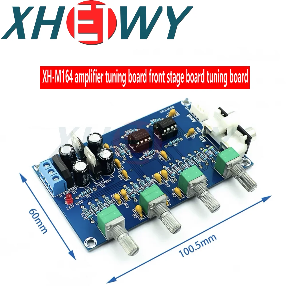 XH-M164 NE5532 Tone Amplifier Board Preamplifier AC 12V-15V Power Supply Dual Channel Audio Amplifier Board 4 Way Adjustment