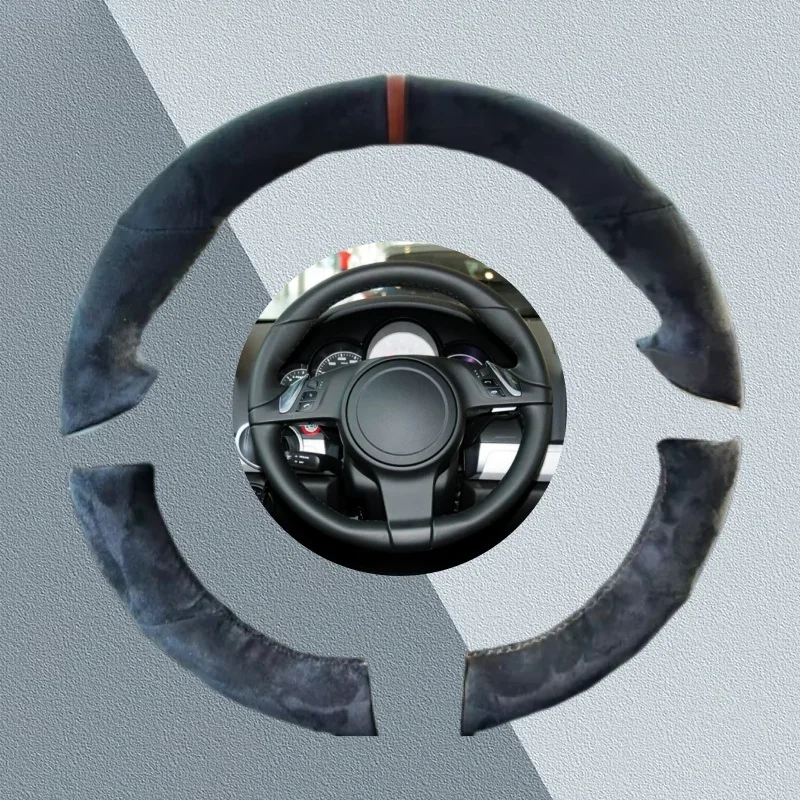 Kundenspezifische Auto-Lenkradabdeckung für Porsche Cayenne Panamera 2010 2011 2012, rutschfestes Wildleder, Auto-Innenzubehör