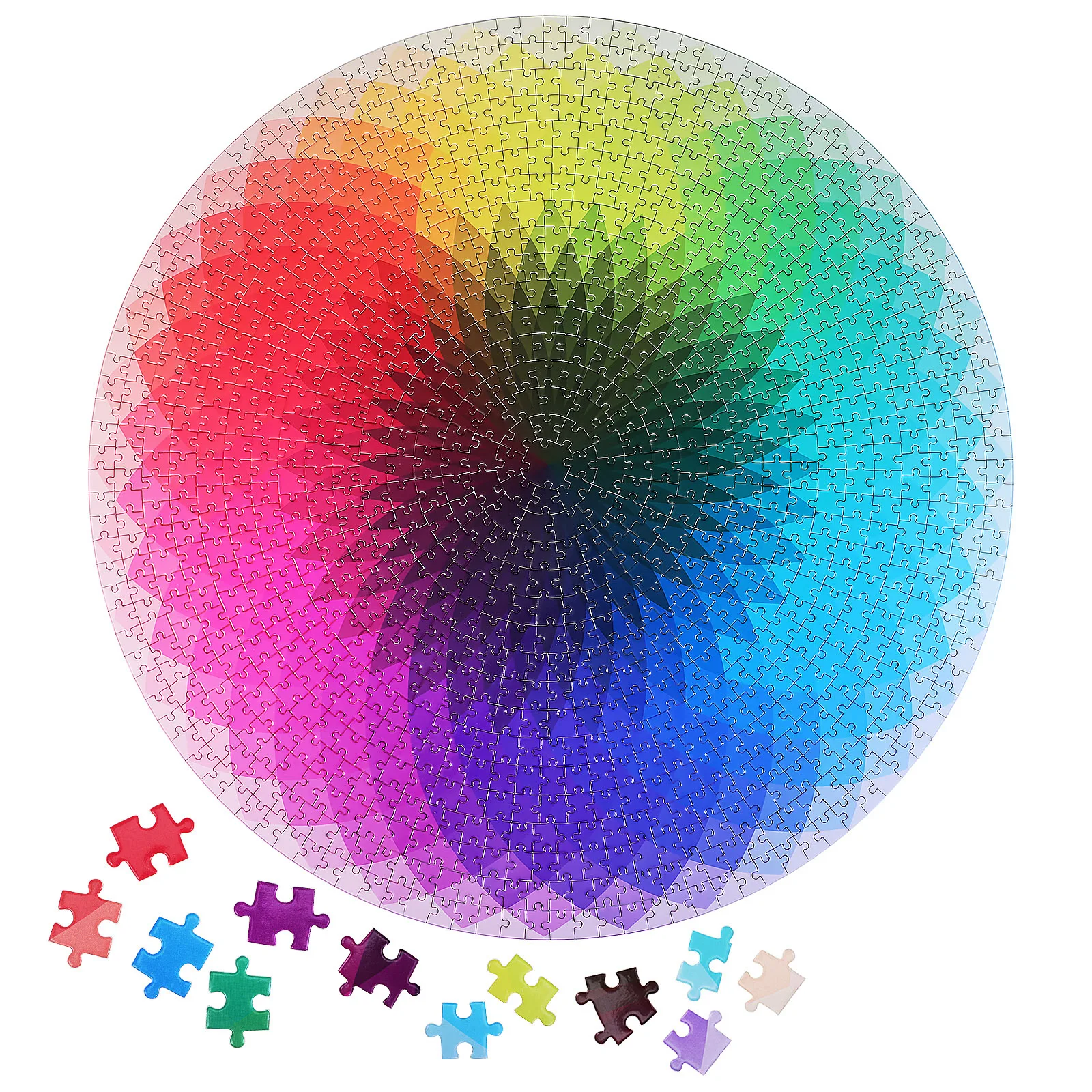1000 Piece Rainbow Gradient Jigsaw Puzzle Hard Color Changing Circle Puzzle for Adults Relaxation Entertainment