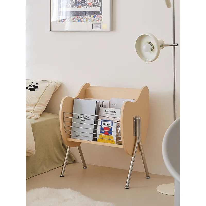 A few floor to ceiling bookshelves by the sofa, record storage cabinets, modern and minimalist living room