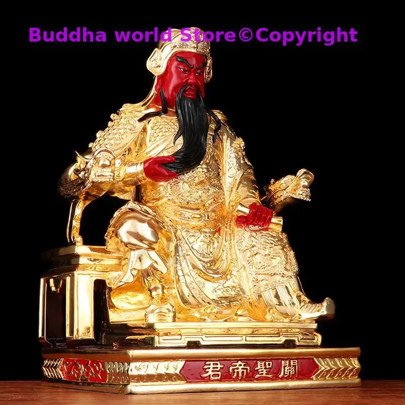 40CM large TOP Upscale gold GUAN GONG God God of wealth copper CAI SHEN statue HOME shop Efficacious Prosperity FENG SHUI statue