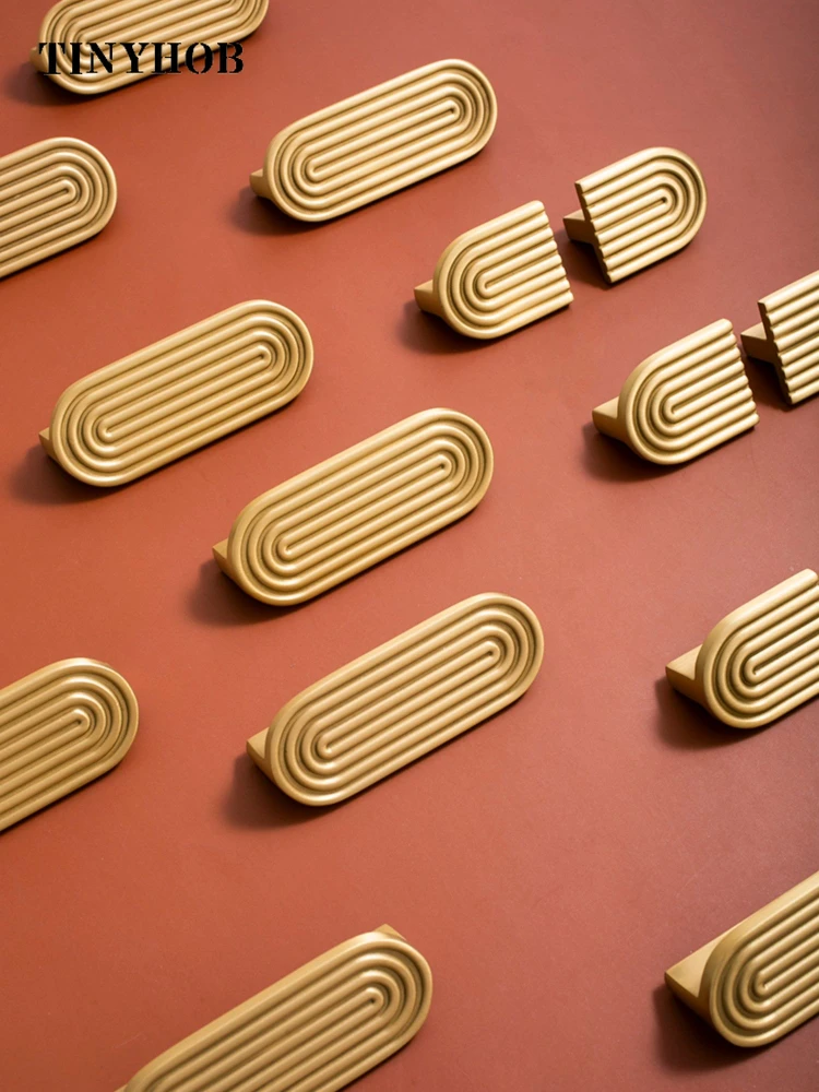Vertical Line Design Gold Solid Brass Furniture Handles for Cabinet Kitchen Cupboard Drawer Pulls Home Decor/ Cabinet Hardware
