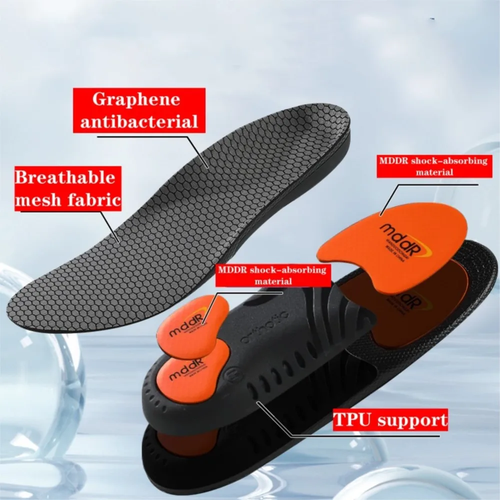 Flat Foot Arch Support Sports Insoles Breathable Sweat-absorbing Deodorizing Antibacterial Graphene Shock-absorbing Insoles