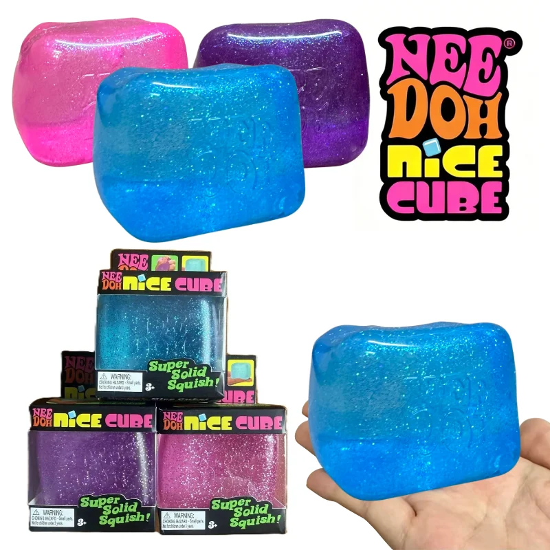 Schylling Glitter Cube Maltose Ice Cube Soft Squeeze Slow Rebound Sensory Fidget Toy Stress Relief Relax Toy