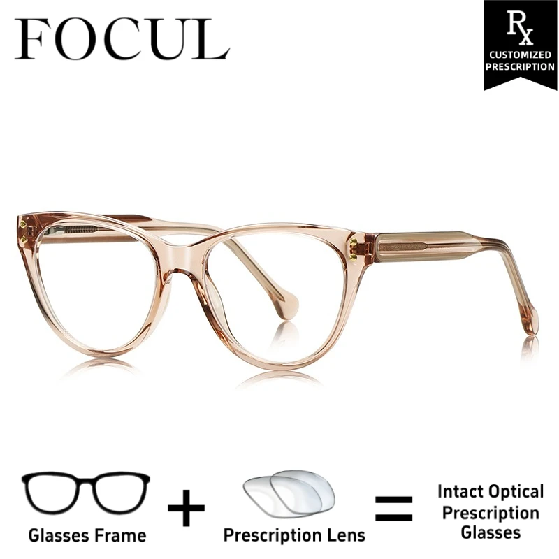 

FOCUL New Design Cat Eye High-Quality Anti Blue Ray Glasses Photochromic Myopia Eyeglasses Custom Prescription Optical Eyewear