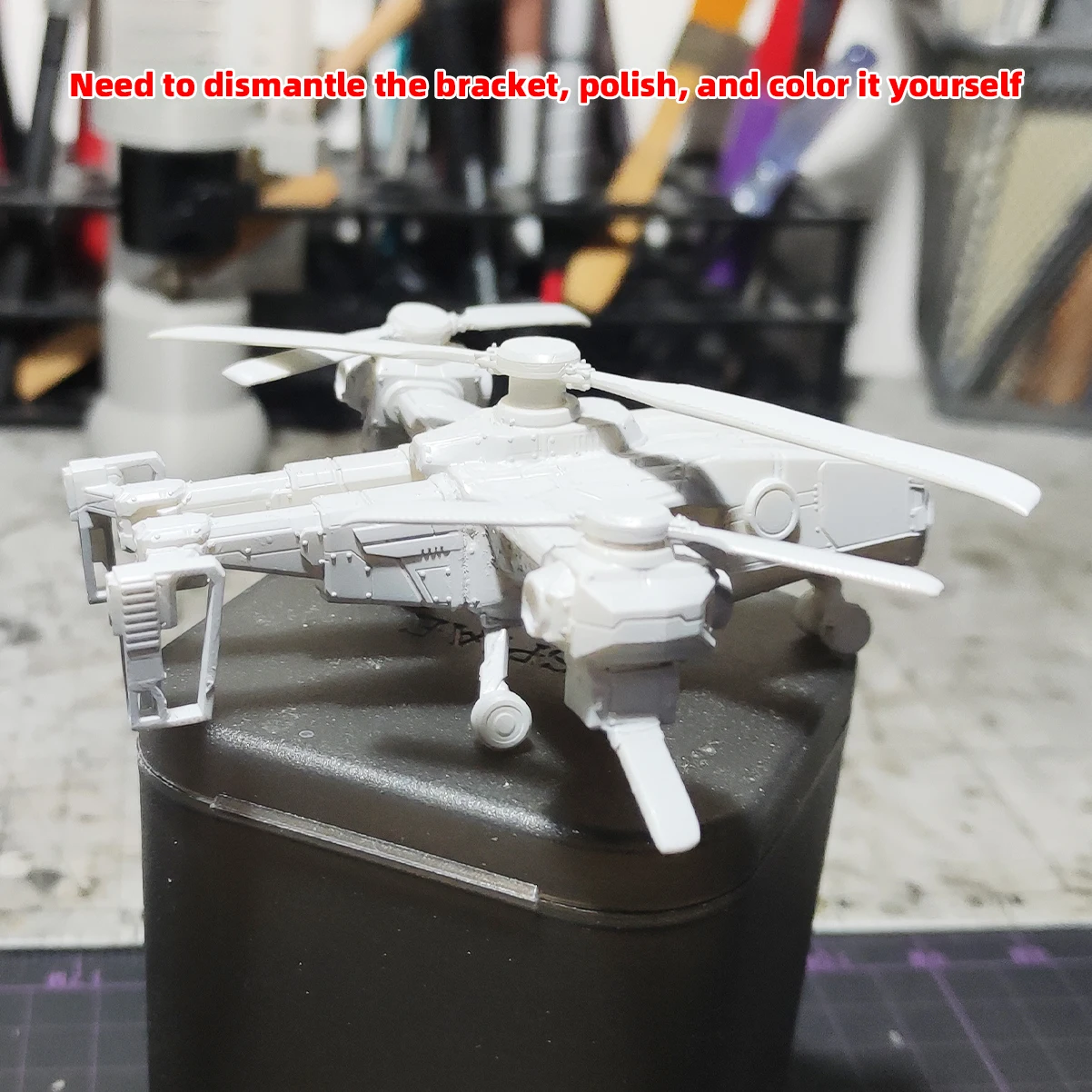 1/72 Modellbausatz 3D Harz Miniatur Diorama Gebäude Unbemalter Sci-Fi Hubschrauber DIY – Detail 8
