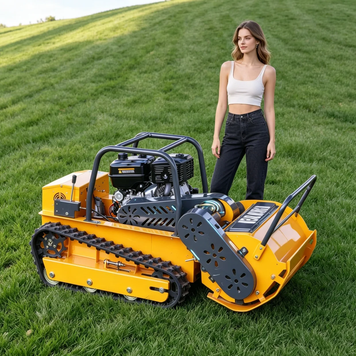 

Customized All-Terrain Remote Control Flail Lawn Mower 55 Degree Slope Climbing CE EPA Approved Lawn Care Equipment