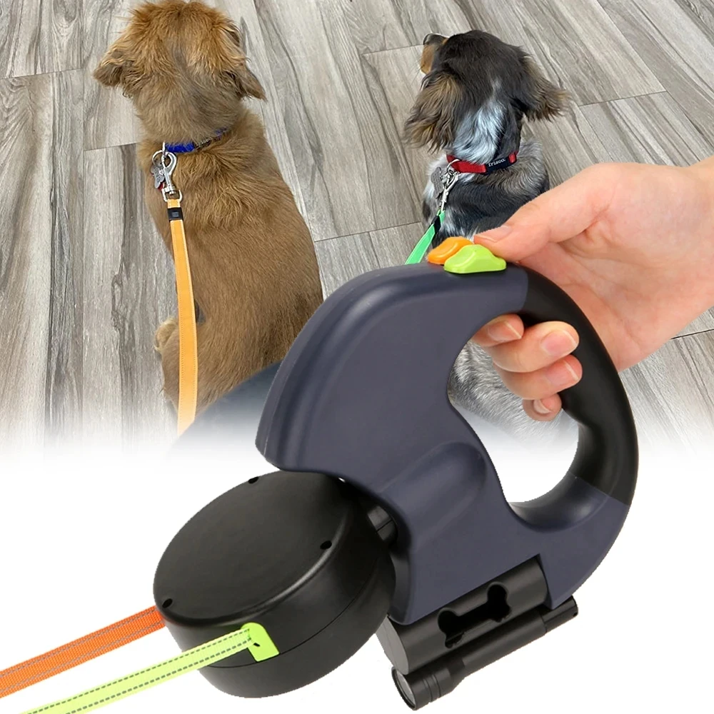 

Portable Rotating Leash for 2 Dogs, Double End Leash, Walking Pet Supplies, Retractable Roulette, Double End