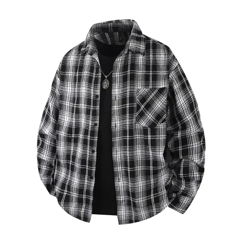 

Spring and Autumn Outdoor Fashion Trendy Checkered Shirt Comfortable Trendy Versatile Breathable Men's Trendy Long Sleeve Jacket