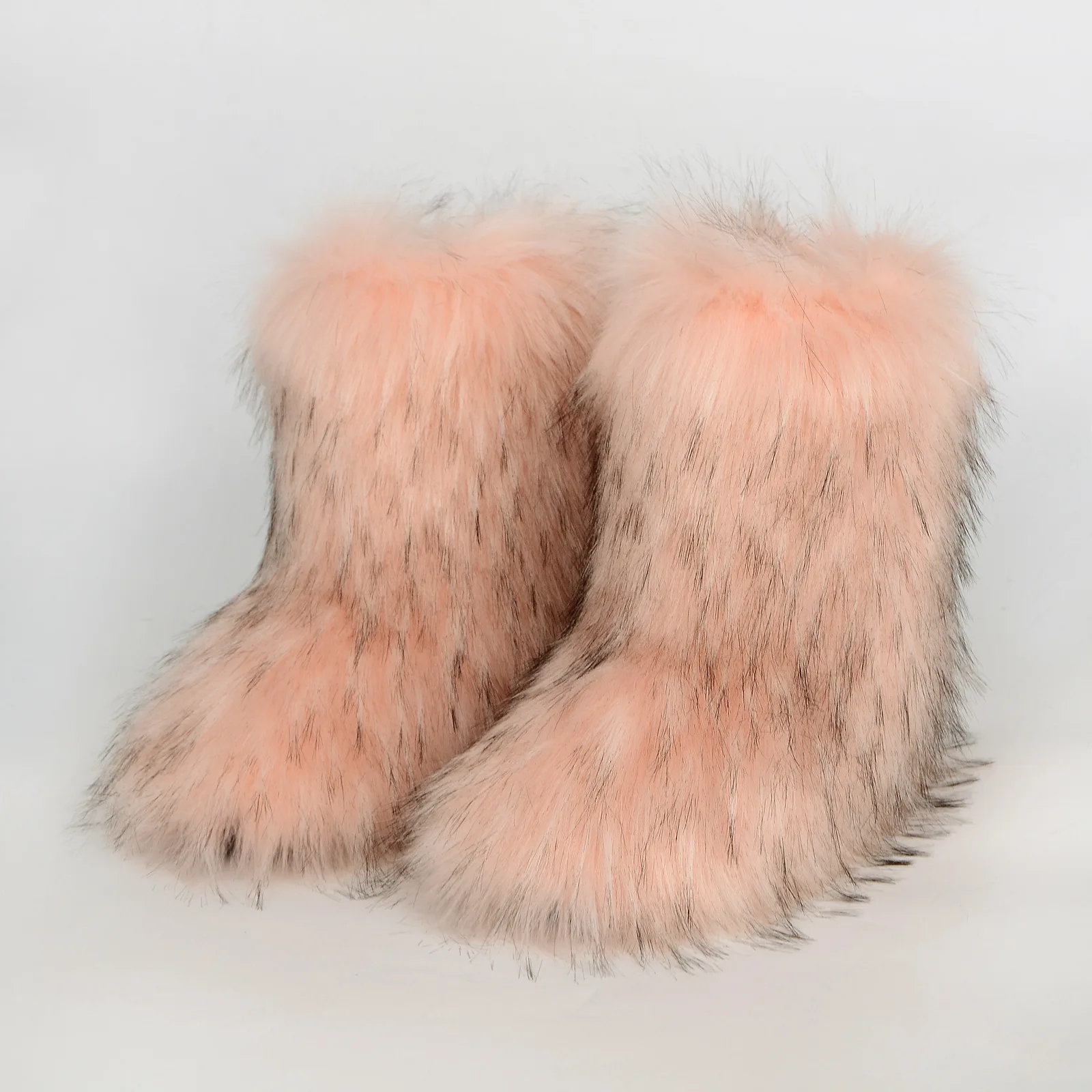 Fur boots y2k ladies wear warm and non-slip cross-border long-haired fur imitation raccoon fur winter snow boots.