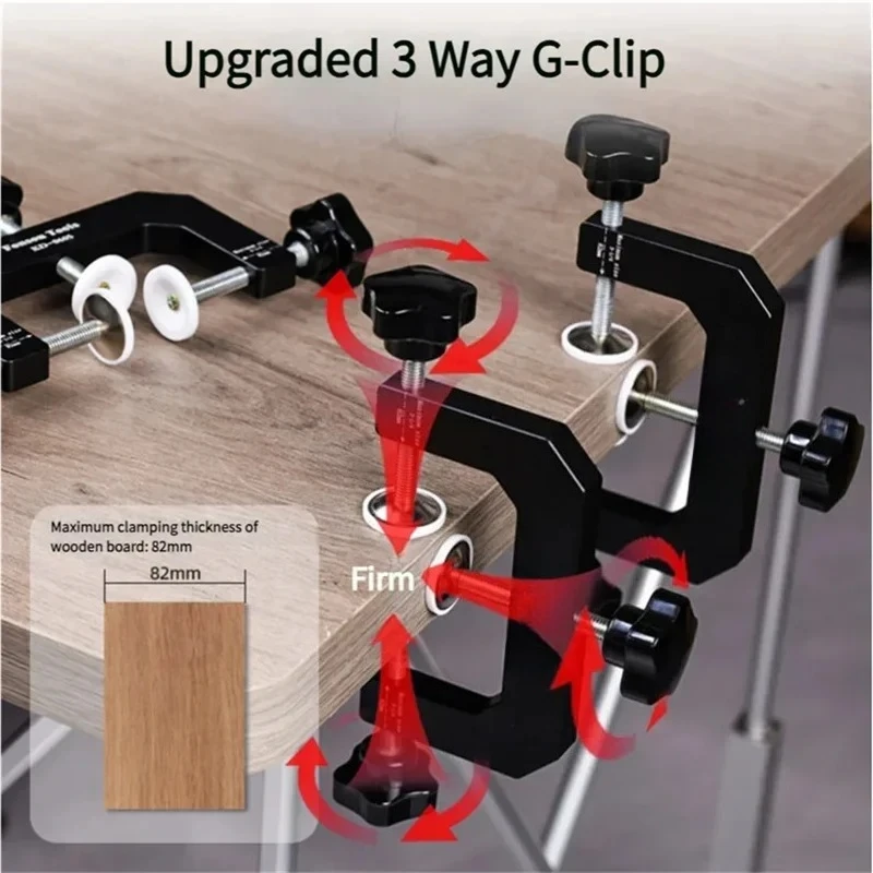 Woodworking Clamp 3-Way Face Clamp Edge  G Clamp Woodworking for Cabinet Carcass & Edging Shelves