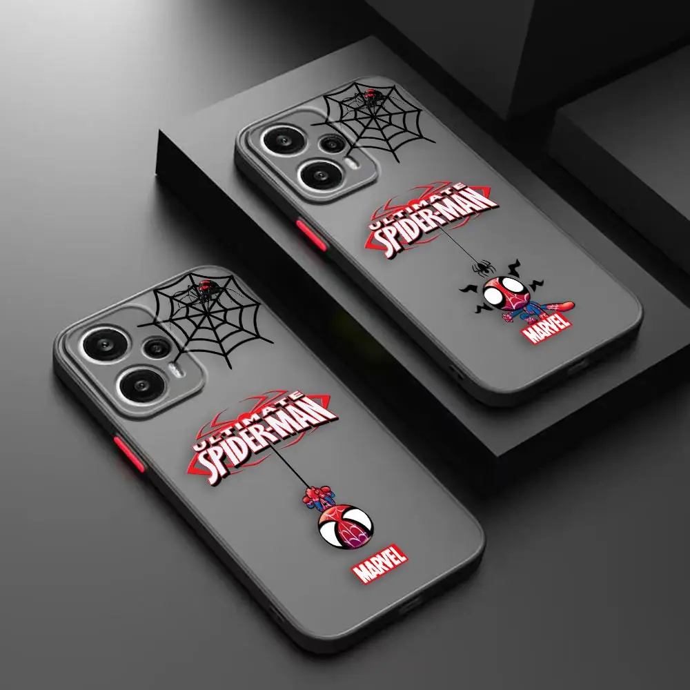 

Matte Phone Case for Redmi NOTE 12 11 10 11S 10S 9 9S 9T 8 7 6 5 4 PRO PLUS 4G 5G Case Funda Shell Cute Marvel spiderman Cartoon