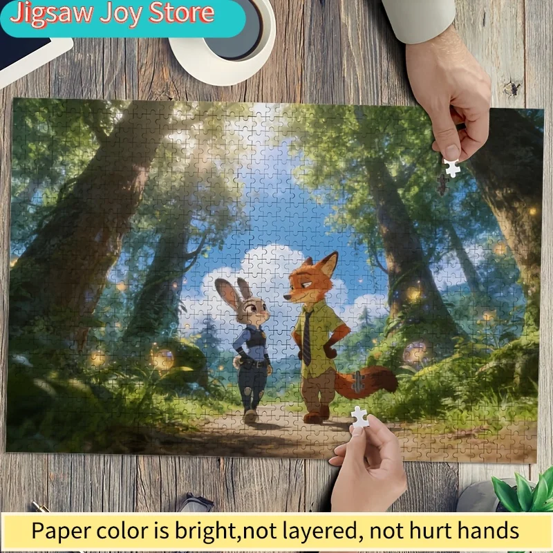Puzzle de 1000 pièces Disney Zootopia Judy & Nick Wilde - Jeu de réflexion pour adultes, puzzles stimulants adaptés à la famille