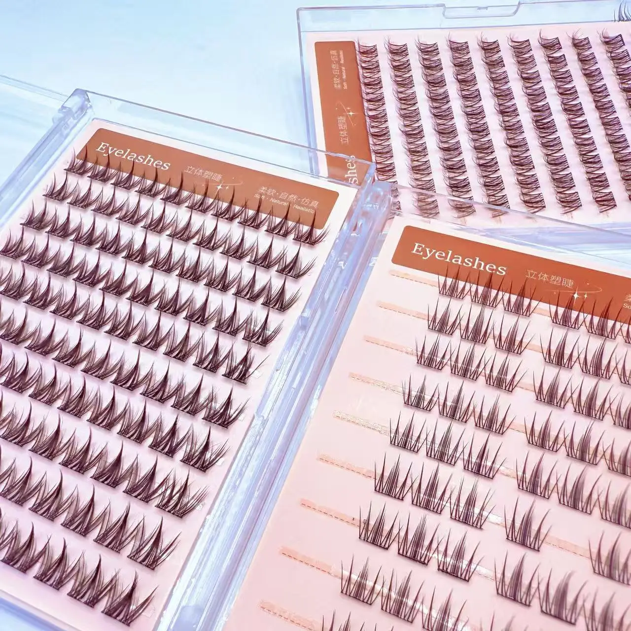 DIY Makeup 10 Rows Segment Self-Adhesive Curly Lash Cluster, Glue-Free False Eyelashes Easy to Apply