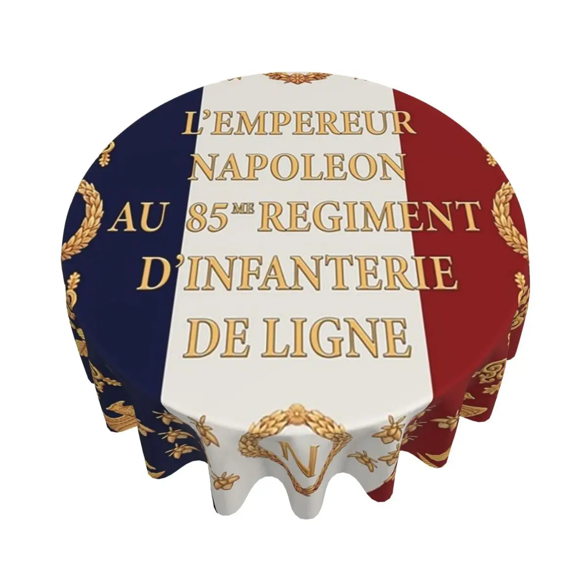 Napoleonic French 85th Regimental Flag Waterproof Round Tablecloth Table Cloth for Kitchen Events Dining Table Cover 60 inch