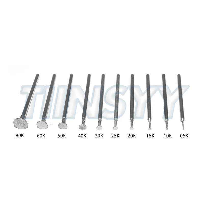 10PCS Grinding Bit Accessory Ultra-Thin T Head Shank Diamond Mounted Point Stone Jade Carve Polish Engrave Tools Set 2.35mm