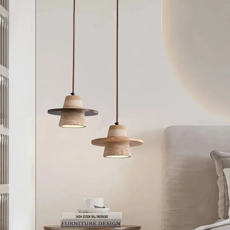 Classic Wabi-sabi Style Travertine Modern Pendant Lamp Best Design Decorative Light lava Stone chandelier high ceiling Lights