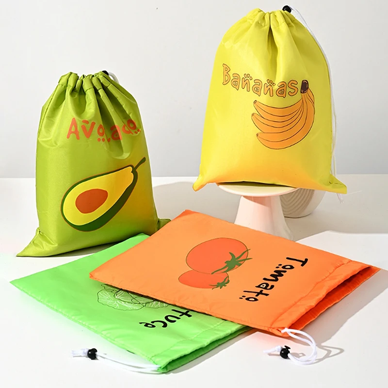 1/3pcs Fruit Vegetable Freshkeeping Bag Banana Storage Vegetable Preservation Anti Ripening Insulated Drawstring Reusable
