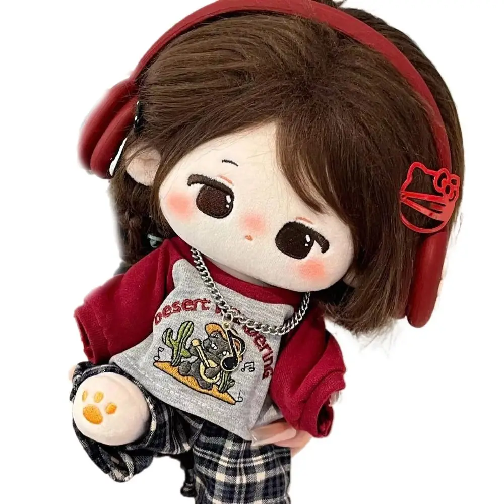 20CM Cotton Doll Clothes T-shirt Shorts Set with Necklace Doll Suit Cute Lovely Dress up DIY Doll Accessories Kids Toys