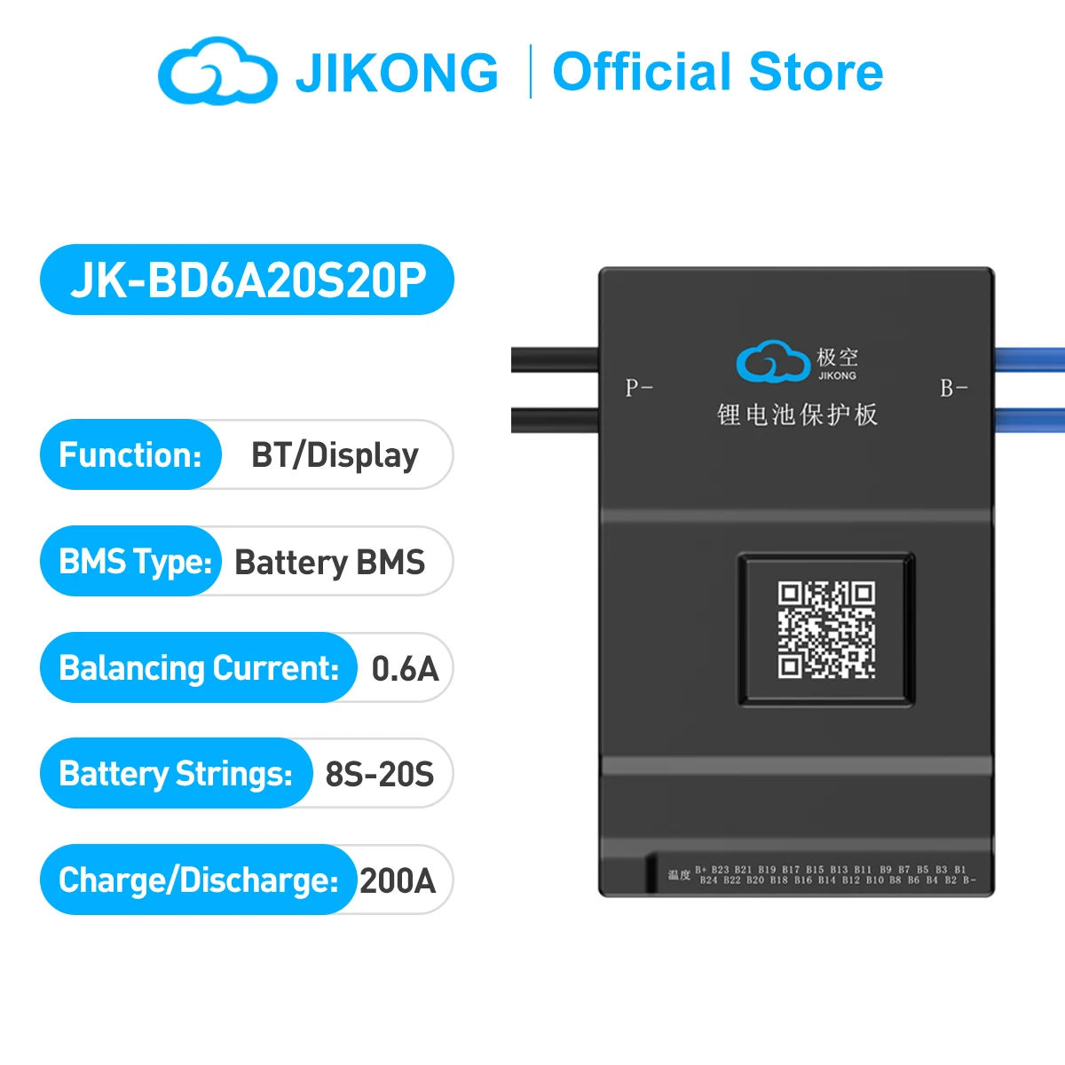 JIKONG BMS JK-BD6A20S20P Active Balance Bms  8S / 20S  Smart Bms  200A  Lifepo4 Li-Ion Lto Battery