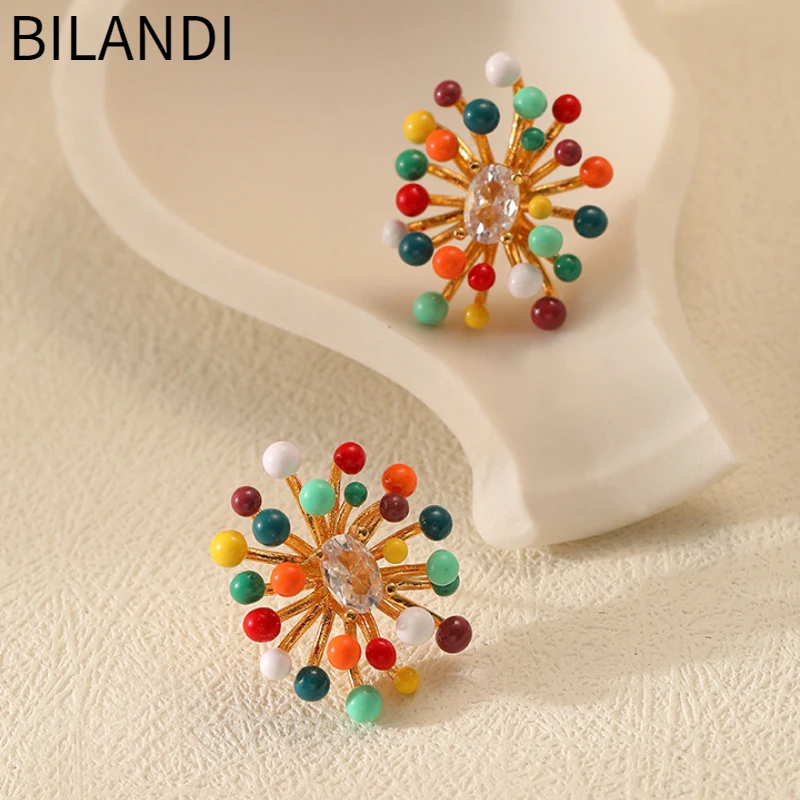 Bilandi Fashion Jewelry Flower Earrings 2023 Trend New Spring Summer Style Stud Earrings For Women Girl Gift