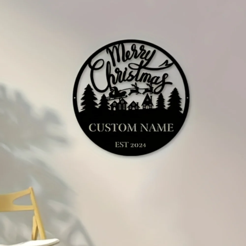 

Charming Personalized Rustic Metal Christmas Plaque with Custom Family Name Ideal for Indoor Outdoor Decor Great Gift for All
