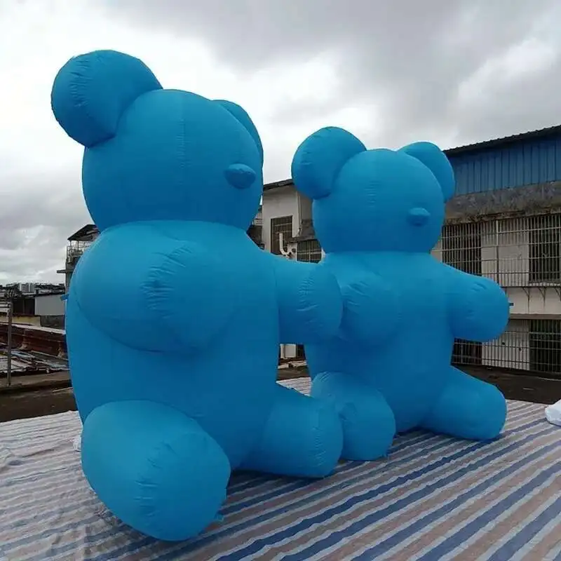 Cute Toys One Piece Iatable With Lights 3M/4M Height Blue Bear For Outdoor Party And Event Decoration