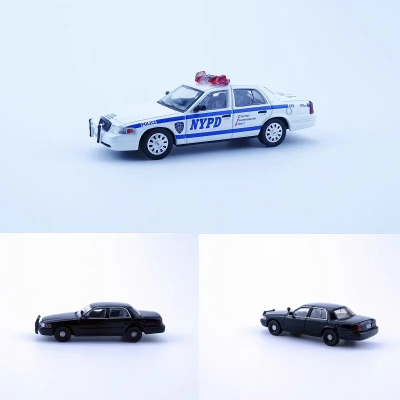 Mini 1/64 Ford Crown Victoria & NYPD New York Police Car set modello di auto in lega bianca/nera