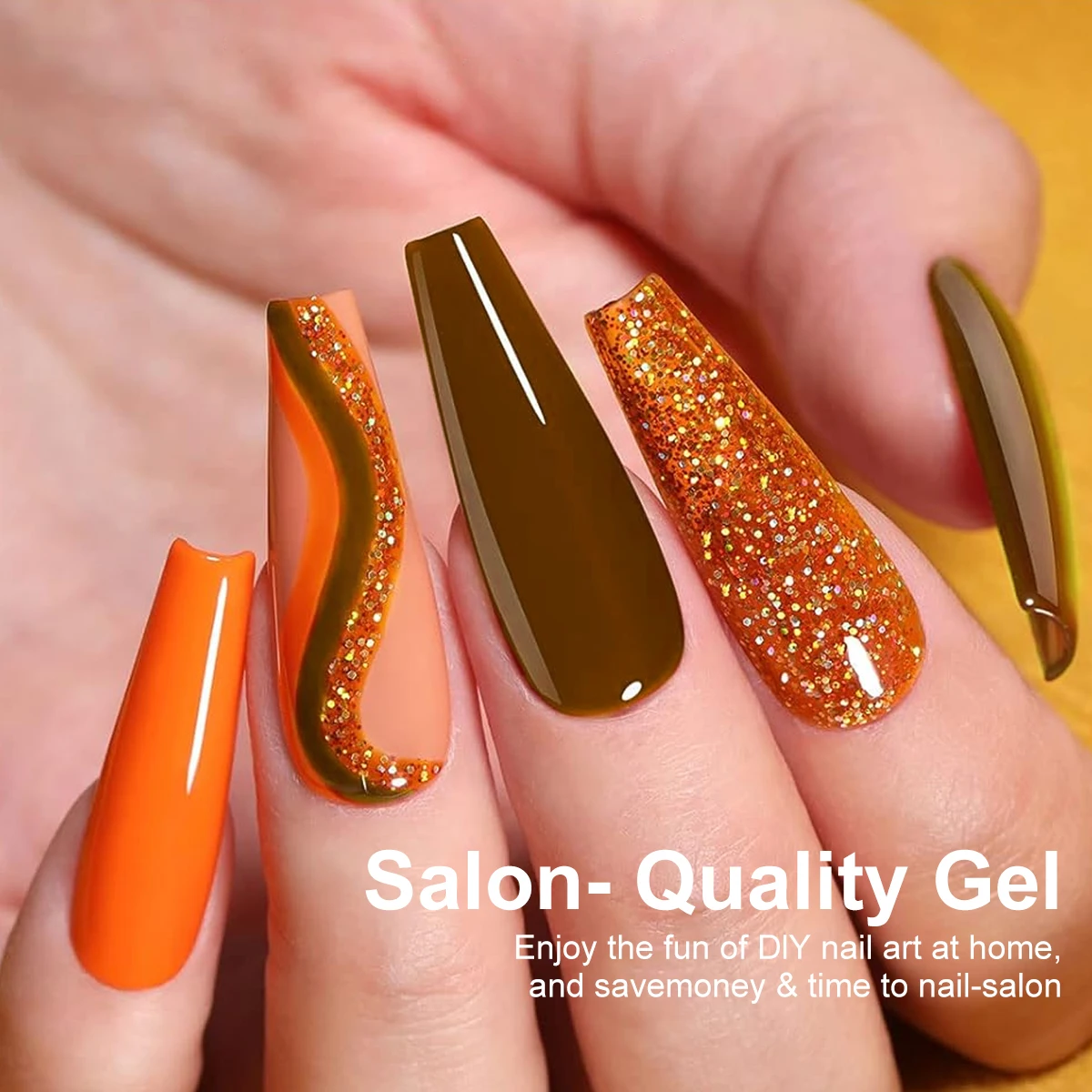 Nail Gel Polish Kit 9PCS 8ML Glitter Soak Off UV LED Gel & Top Coat Base Coat for Beginner Manicure Art DIY Salon/Home Supplies