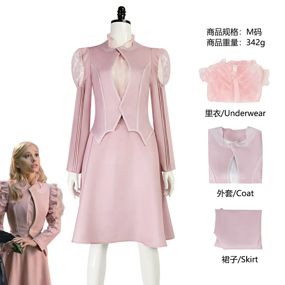 

Wicked Witch Cosplay Costume, Glinda, Pink Bubble Sleeve Dress Cosplay Skirt Halloween Costume