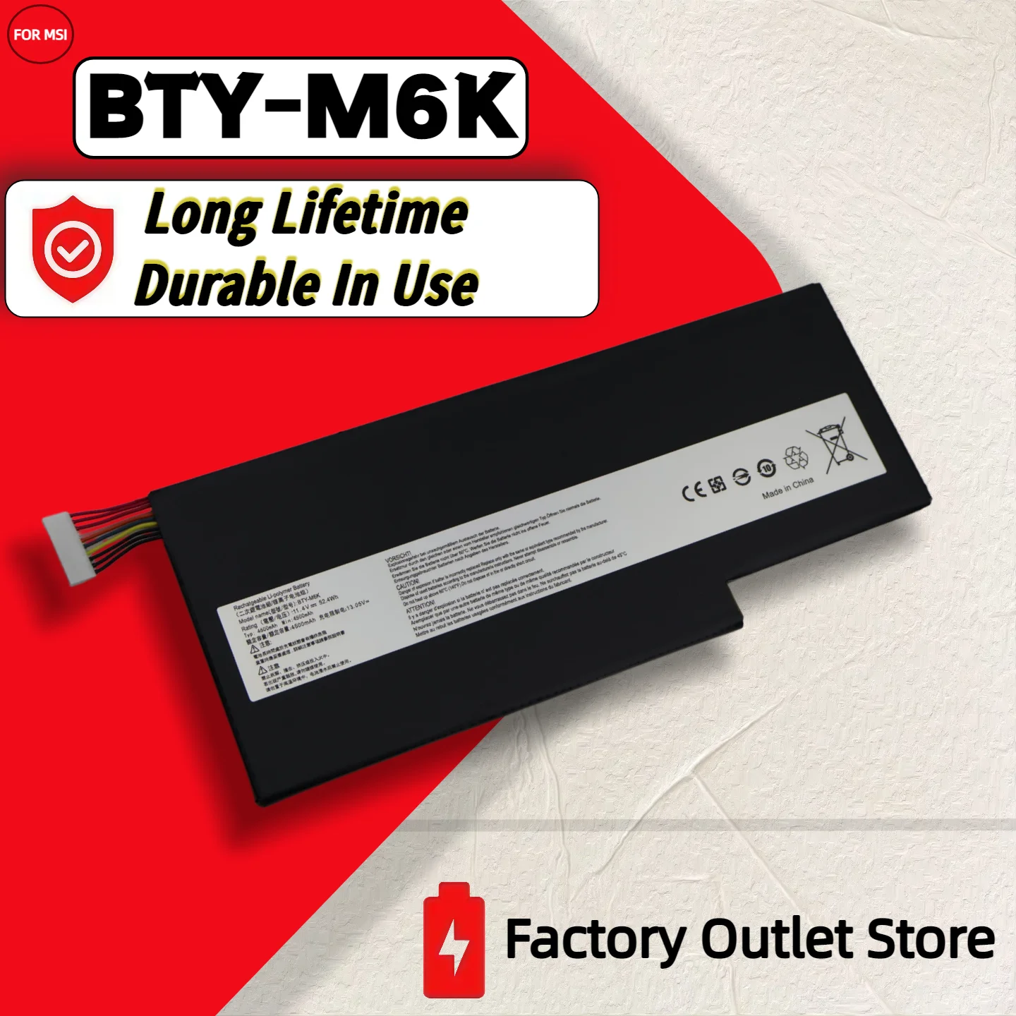 Wholesale And Retail BTY-M6K For MSI Battery GF75 Thin Series 8RC 8RD 8SC 9SCSR 9SCXR 9SD 10SC 10SCSR 10SCXR 10SDR 10SDK 10SER