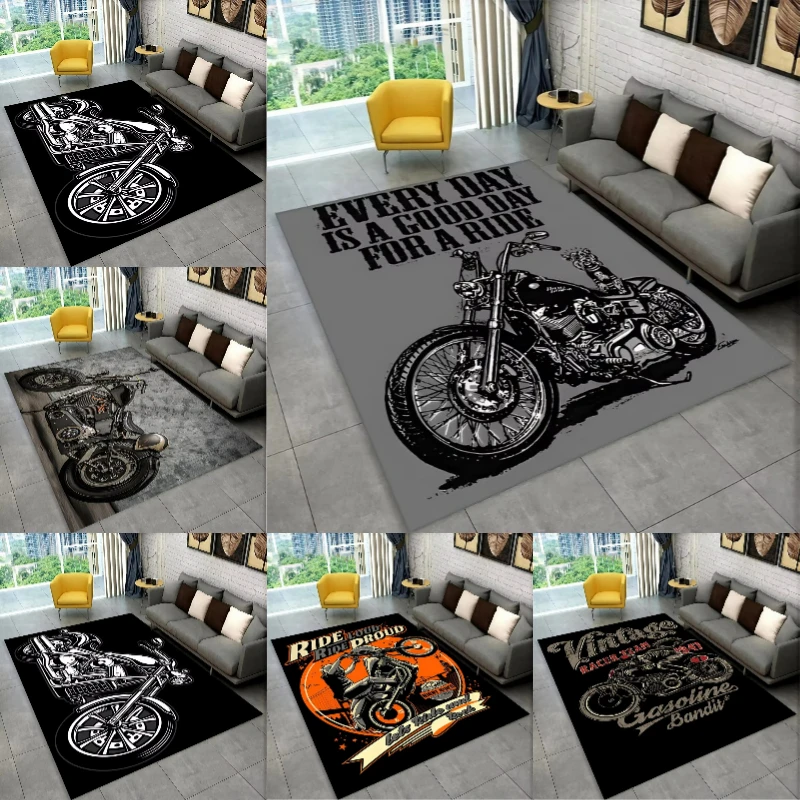 

3D Retro Vintage Motorcycle Carpet Rug for Living Room Bedroom Bedside Area Rugs Sofa Carpets Home Decor Non-slip Floor Mat