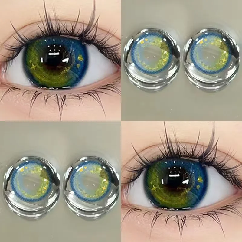 OVOLOOK-1 Pair Super Lenses Colored Contact Lenses for Eyes Big Eye Lenses Special Effects Pupil Blue Eye Color Lenses Myopia