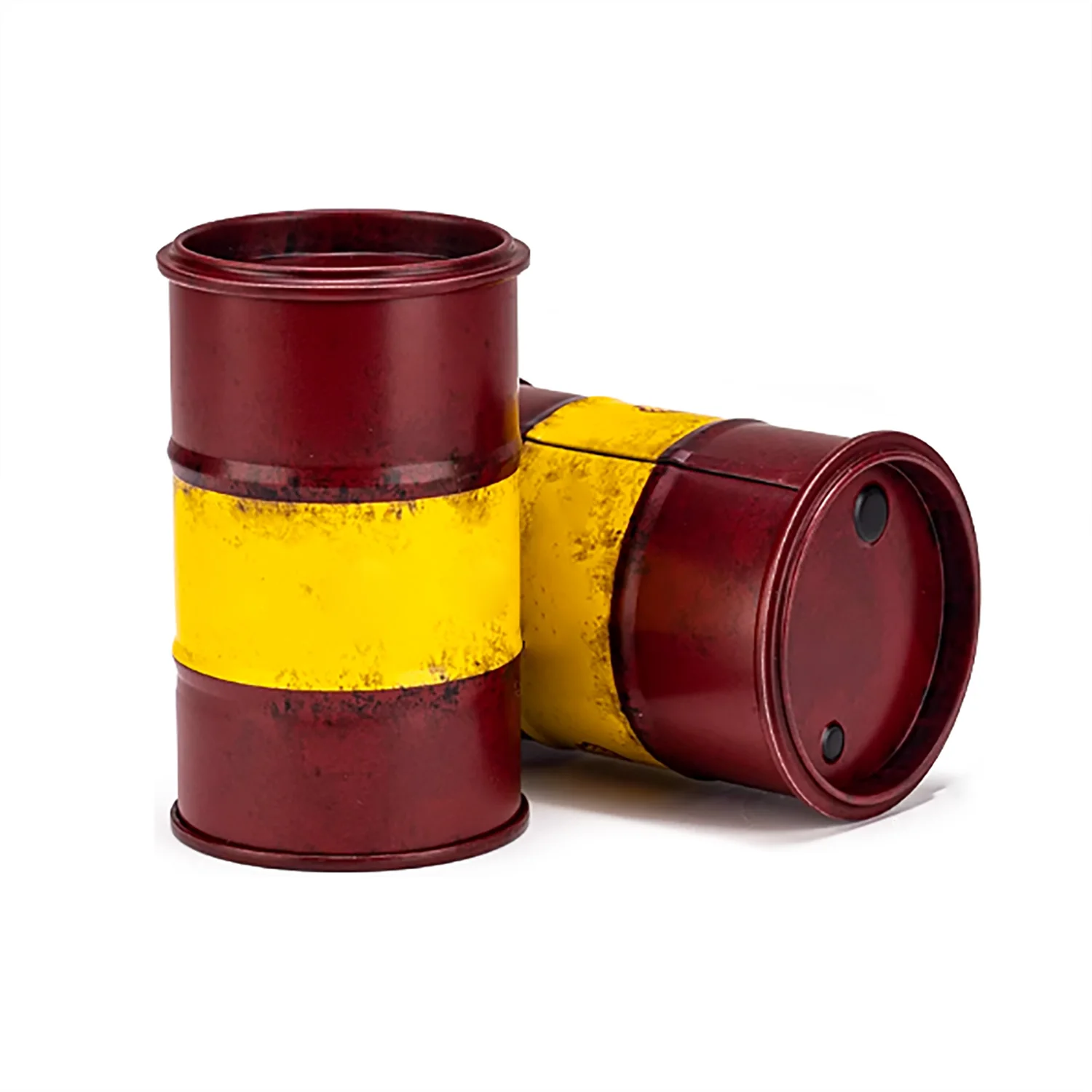 

Toys Metal Mini Oil Barrel YG010 YG012 Openable Lid For Desk Decoration Gaming Diorama Prop Chic Design Weathering Finish