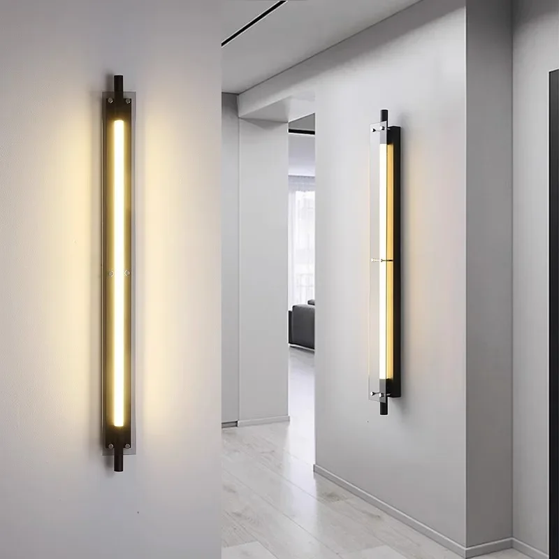 Matte black glass strip wall lamp, industrial style hotel sales office, corridor, bedroom wall lamp