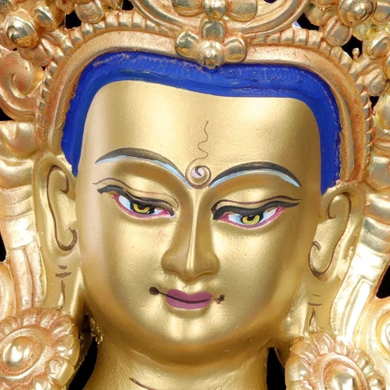 Tibetan Tantric Vajrasattva Buddha Statue Ornament, Fully Gilt Bronze, for Western-style Home Altar and Living Room Worship7Inch