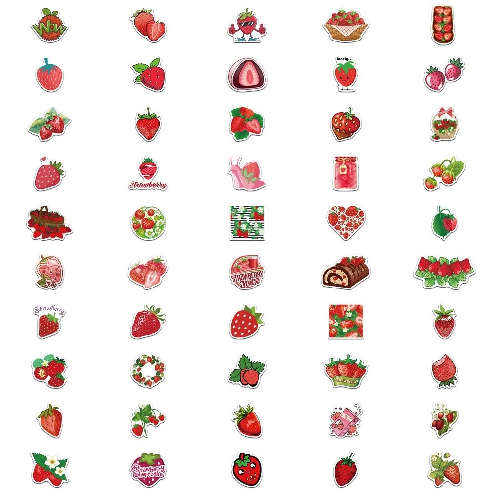 50/100Pcs Watercolor Strawberry Cartoon Diary Journal Paper Stickers Scrapbooking Stationery Luggage Kid\'s Toys Decal